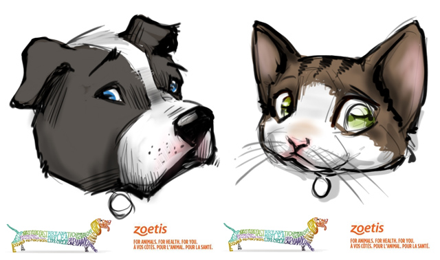 Dog and cat caricatures pet caricature illustration art in Toronto and GTA Ontario Canada