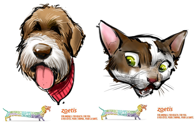 Dog and cat caricatures pet caricature illustration art in Toronto and GTA Ontario Canada