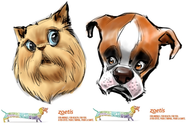 Dog and cat caricatures pet caricature illustration art in Toronto and GTA Ontario Canada