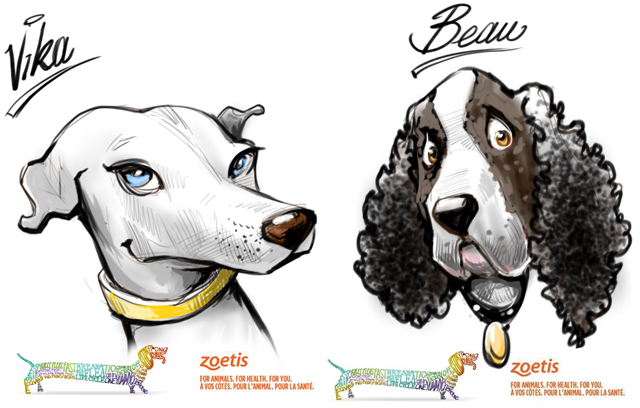 Dog and cat caricatures pet caricature illustration art in Toronto and GTA Ontario Canada