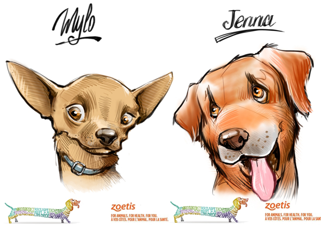 Dog and cat caricatures pet caricature illustration art in Toronto and GTA Ontario Canada